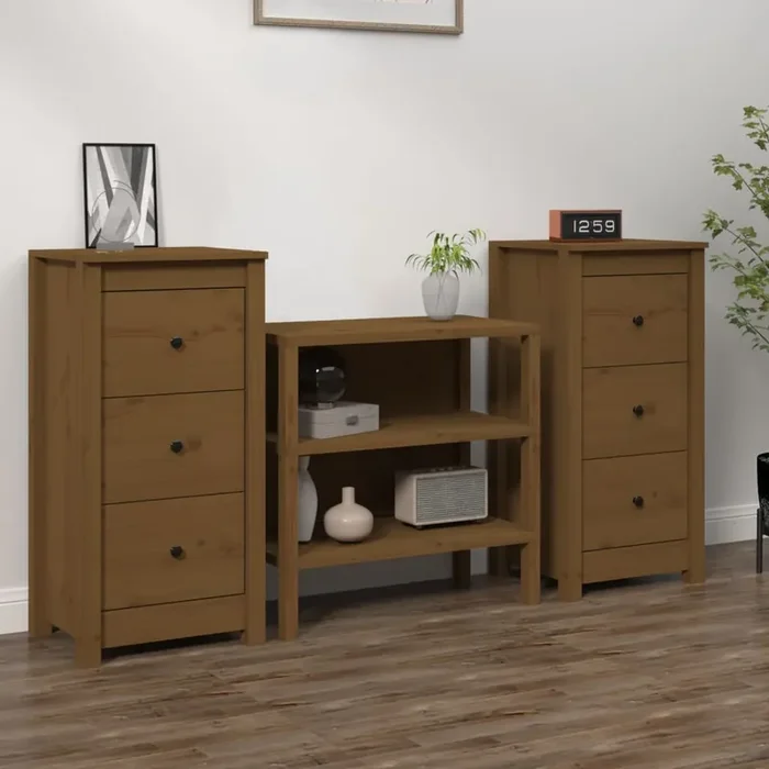 vidaXL Sideboards 2 pcs Honey Brown 40x35x80 cm Solid Wood Pine