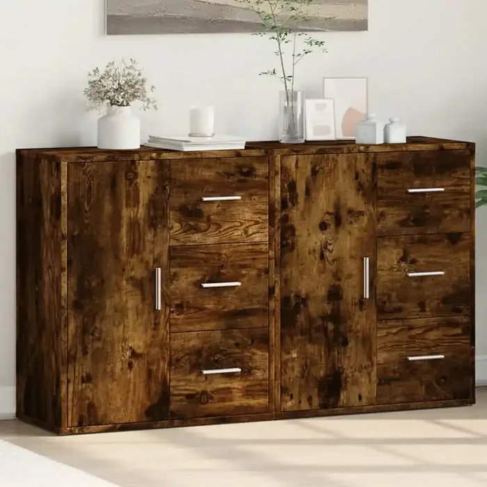 vidaXL Sideboards 2 pcs Smoked Oak 60x31x70 cm Engineered Wood