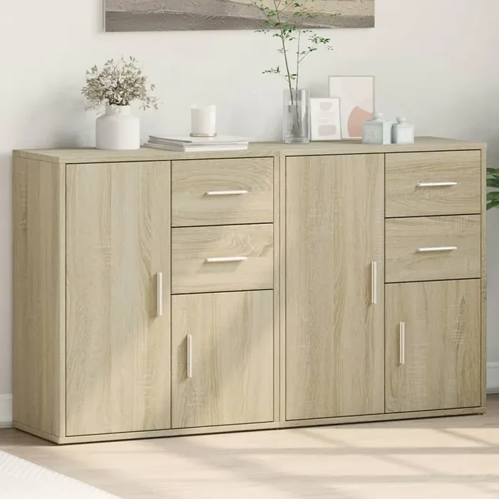 vidaXL Sideboards 2 pcs Sonoma Oak 60x31x70 cm Engineered Wood