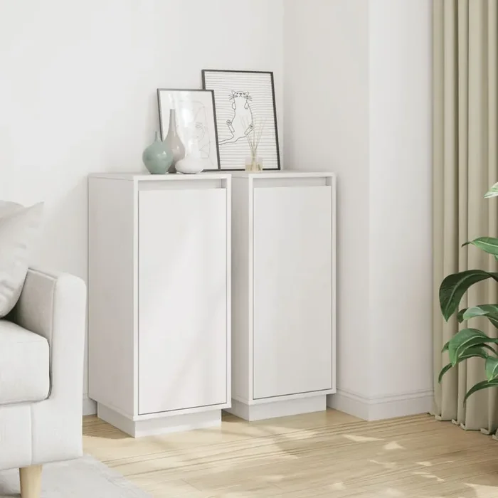 vidaXL Sideboards 2 pcs White 31.5x34x75 cm Solid Wood Pine