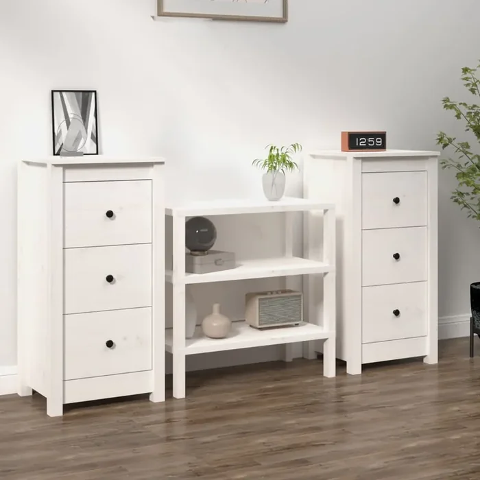 vidaXL Sideboards 2 pcs White 40x35x80 cm Solid Wood Pine