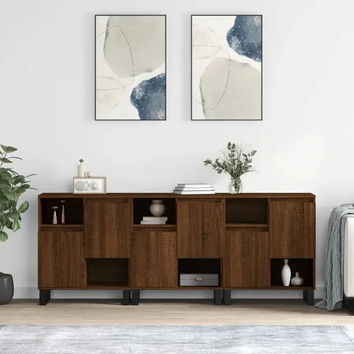 vidaXL Sideboards 3 pcs Brown Oak Engineered Wood