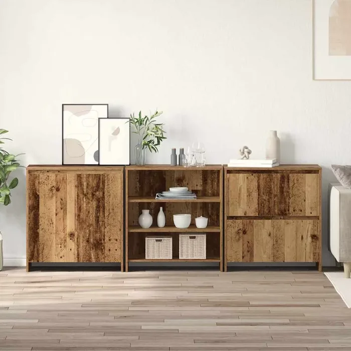vidaXL Sideboards 3 pcs Old wood 70 x 41 x 75 cm Engineered wood