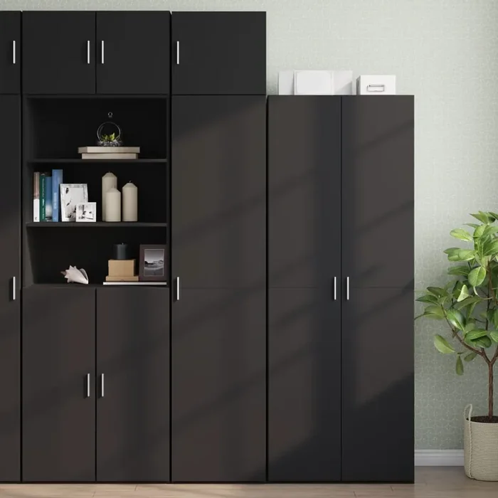 vidaXL Slim Storage Cabinet Black 45×42.5×225 cm Engineered Wood