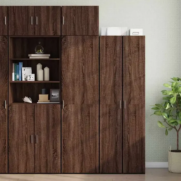 vidaXL Slim Storage Cabinet Brown Oak 50×42.5×225 cm Engineered Wood