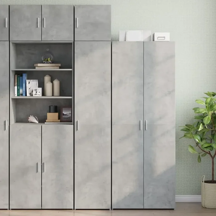 vidaXL Slim Storage Cabinet Concrete Grey 40×42.5×225 cm Engineered Wood