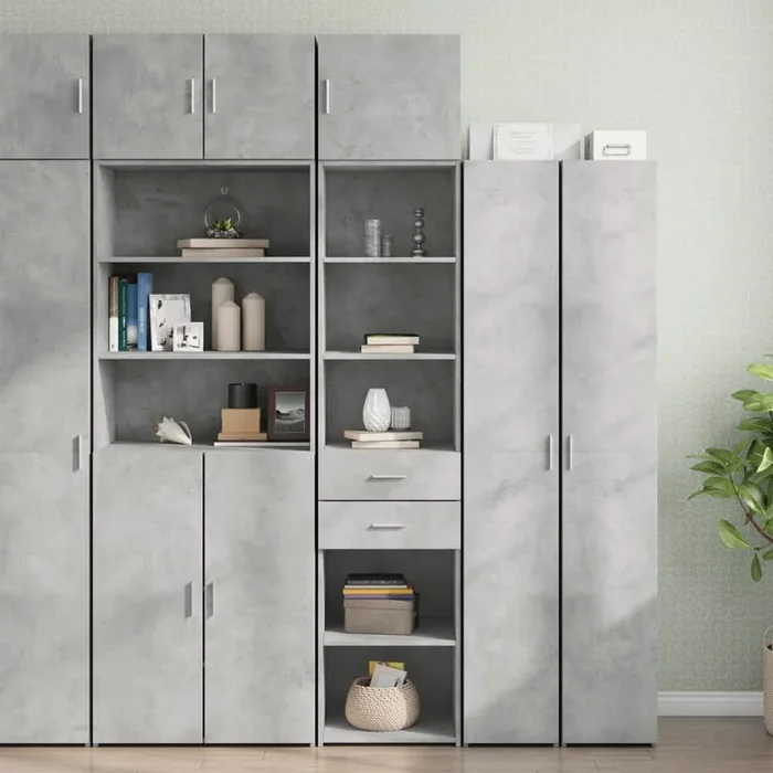 vidaXL Slim Storage Cabinet Concrete Grey 45×42.5×225 cm Engineered Wood
