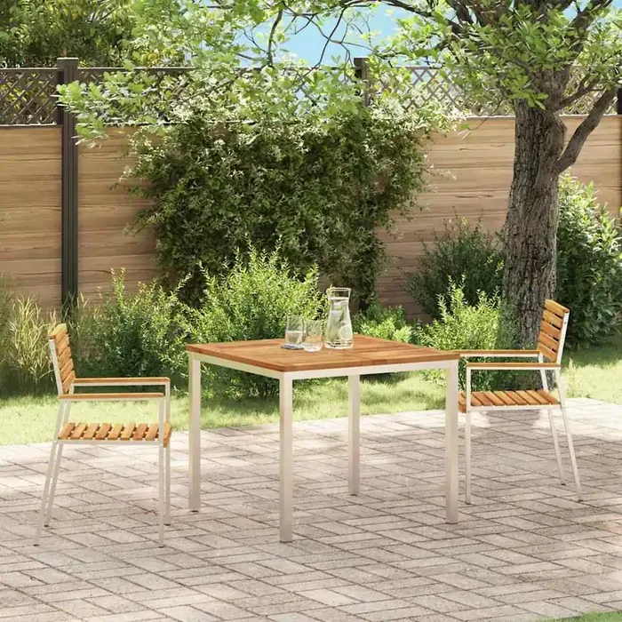 vidaXL Stackable Garden Chairs 2 pcs Solid Wood Acacia&Stainless Steel