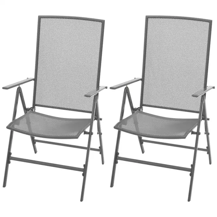 vidaXL Stackable Garden Chairs 2 pcs Steel Grey