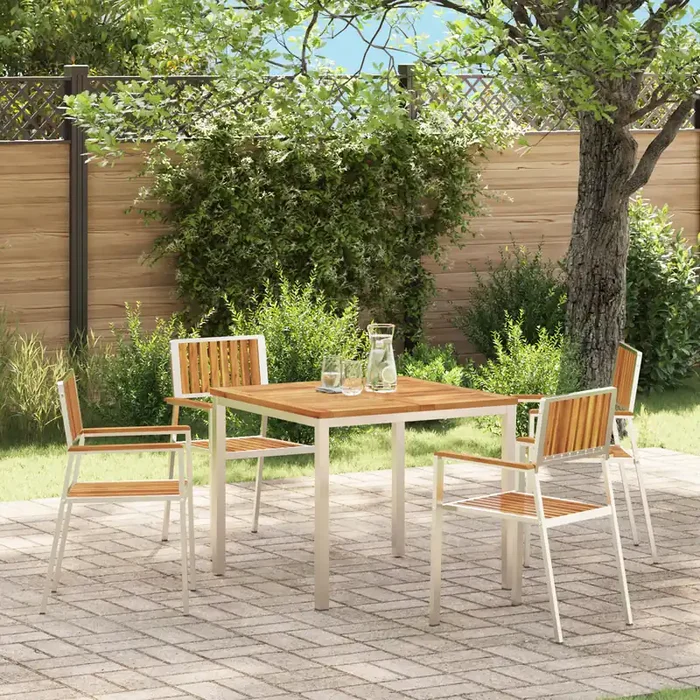 vidaXL Stackable Garden Chairs 4 pcs Solid Wood Acacia&Stainless Steel