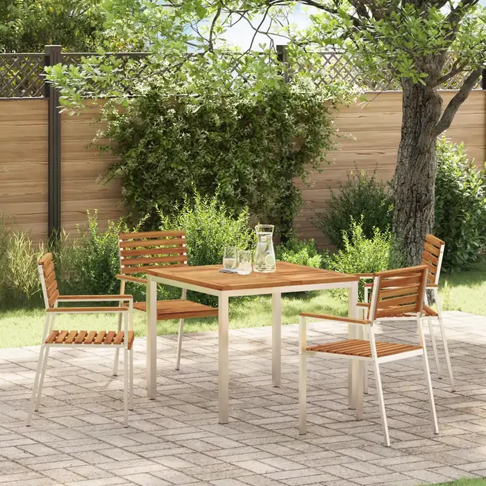 vidaXL Stackable Garden Chairs 4 pcs Solid Wood Acacia&Stainless Steel