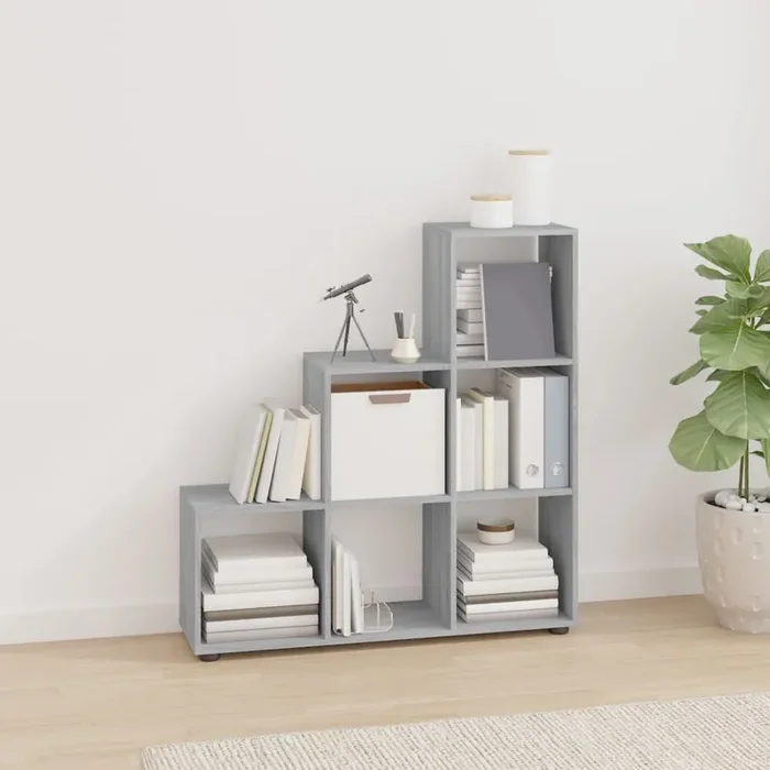 vidaXL Staircase Bookcase Grey Sonoma 107 cm Engineered Wood