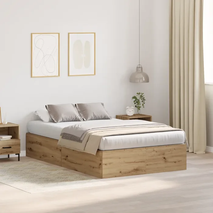 vidaXL Storage Bed Frame Artisan Oak 120×190 cm