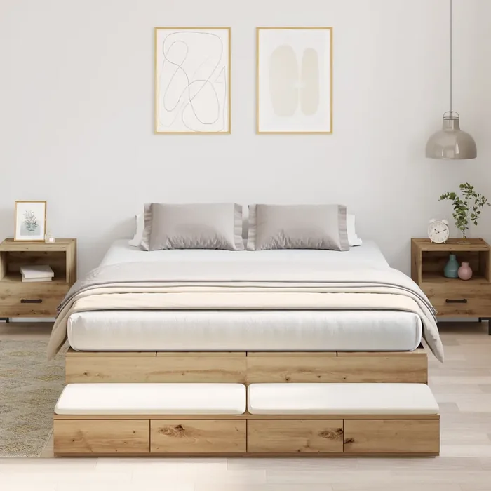 vidaXL Storage Bed Frame Artisan Oak 140×190 cm