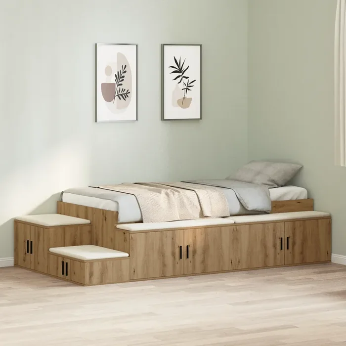 vidaXL Storage Bed Frame Artisan Oak 90×190 cm
