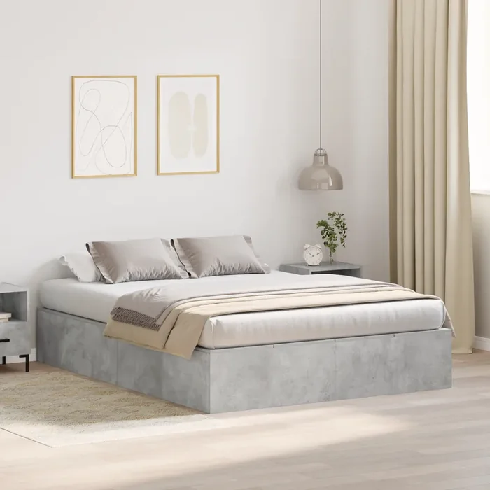 vidaXL Storage Bed Frame Concrete Grey 140×200 cm