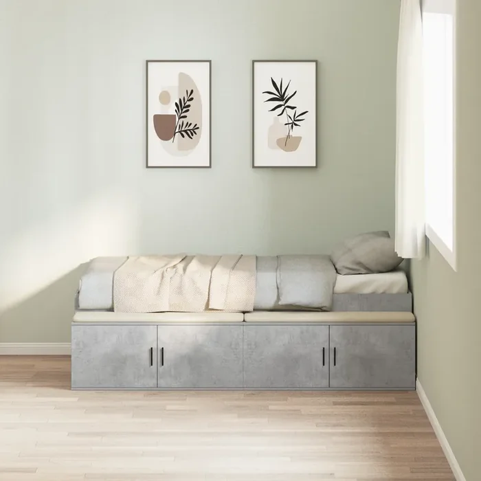 vidaXL Storage Bed Frame Concrete Grey 75×190 cm