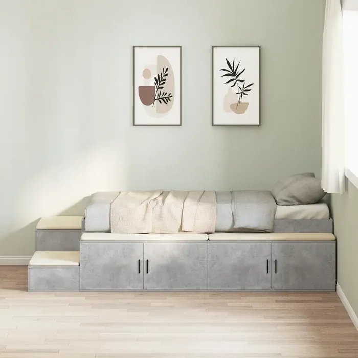 vidaXL Storage Bed Frame Concrete Grey 80×200 cm