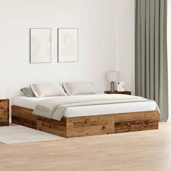 vidaXL Storage Bed Frame Old Wood 200×200 cm