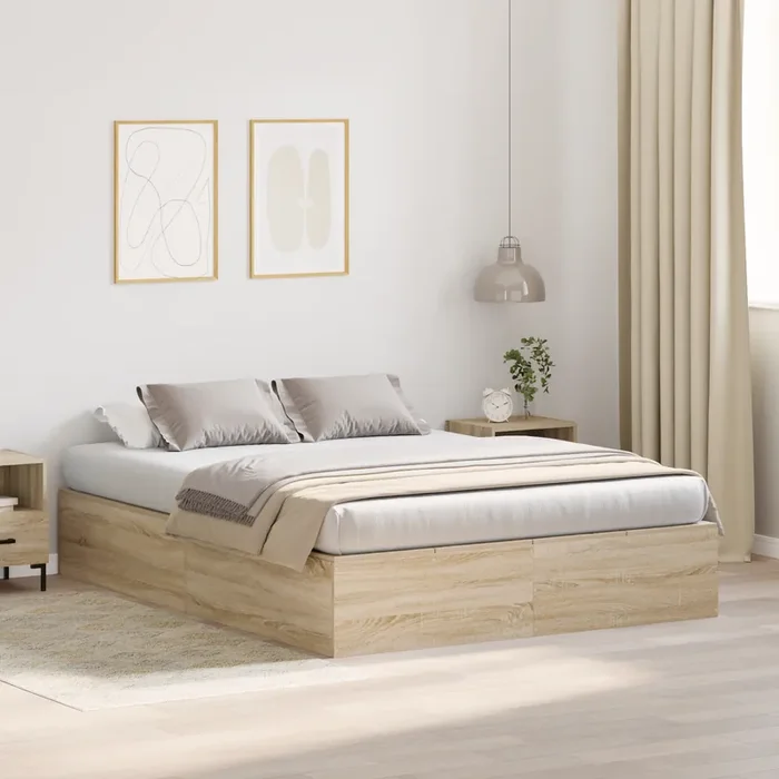vidaXL Storage Bed Frame Sonoma Oak 160×200 cm