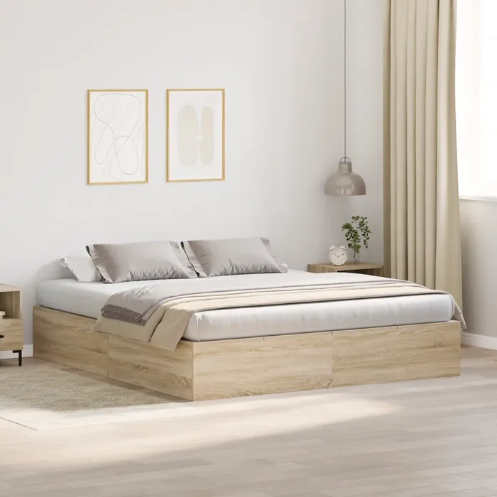 vidaXL Storage Bed Frame Sonoma Oak 200×200 cm