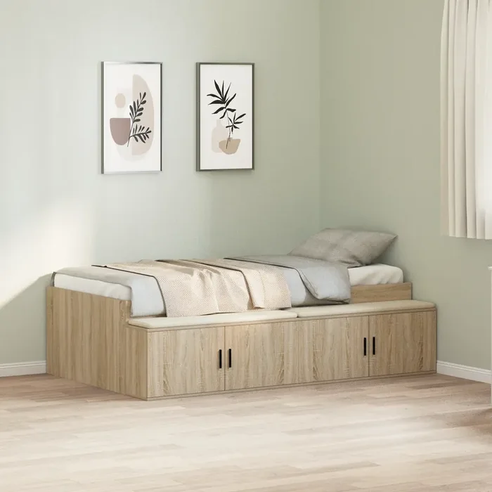 vidaXL Storage Bed Frame Sonoma Oak 75×190 cm