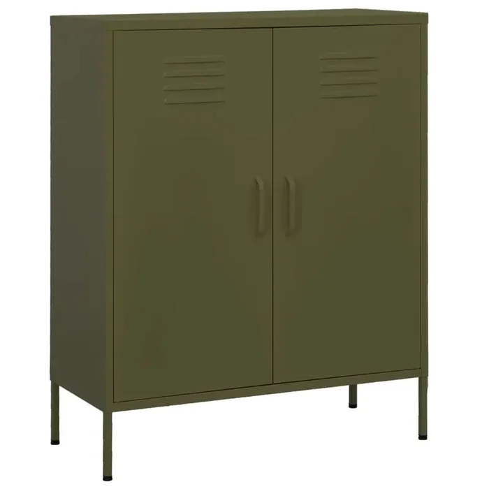 vidaXL Storage Cabinet Olive Green 80x35x101.5 cm Steel