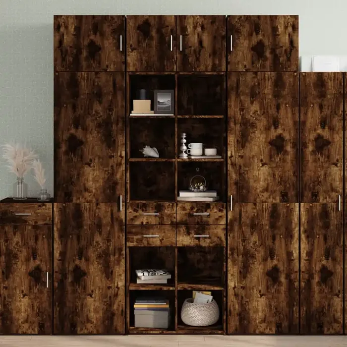 vidaXL Storage Cabinet Smoked Oak 70×42.5×225 cm Engineered Wood