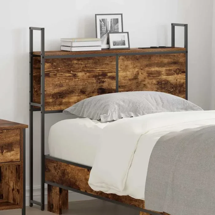 vidaXL Storage Headboard Smoked oak 80 cm Engineered wood