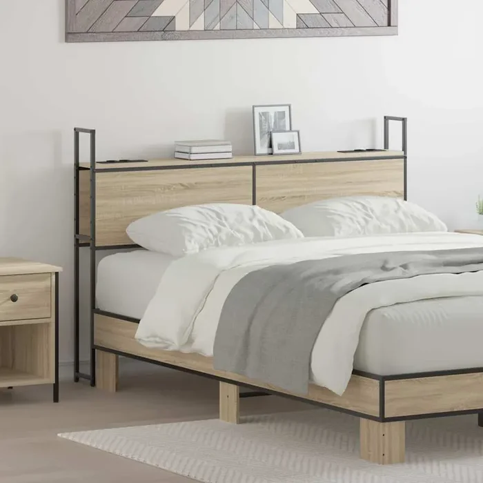 vidaXL Storage Headboard Sonoma oak 120 cm Engineered wood