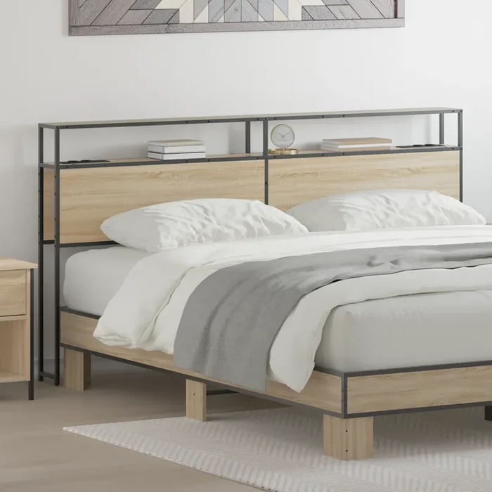 vidaXL Storage Headboard Sonoma oak 200 cm Engineered wood