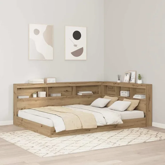vidaXL Storage Headboard with Shelf Artisan oak 140 cm Engineered wood