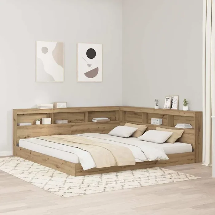 vidaXL Storage Headboard with Shelf Artisan oak 200 cm Engineered wood