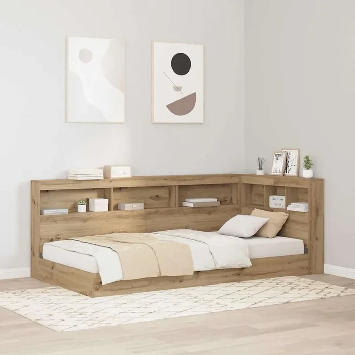 vidaXL Storage Headboard with Shelf Artisan oak 90 cm Engineered wood