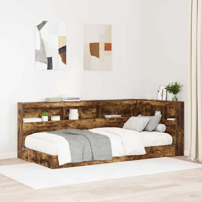 vidaXL Storage Headboard with Shelf Smoked oak 80 cm Engineered wood