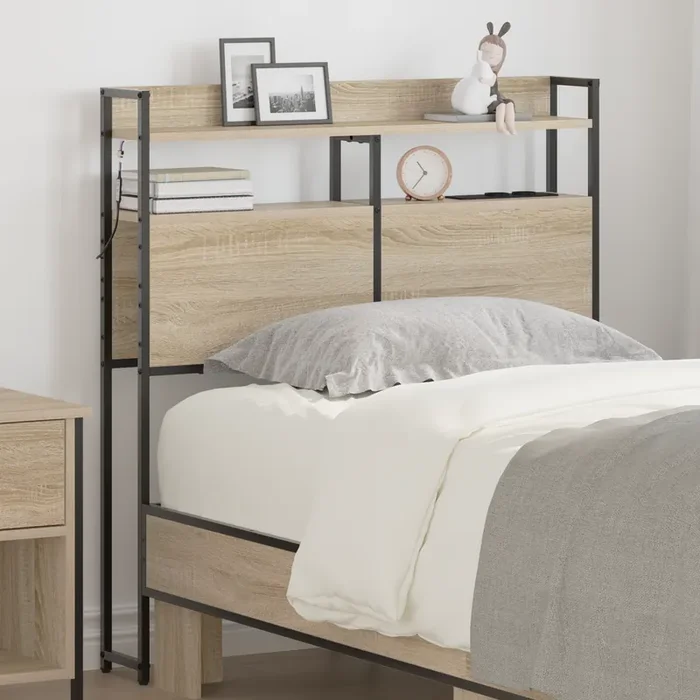 vidaXL Storage Headboard with Shelf Wall-mounted Sonoma oak 80 cm Engineered wood