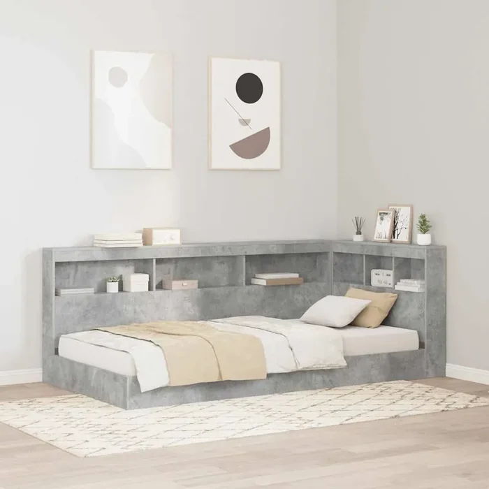 vidaXL Storage Headboard with Shelf with Headboard with Storage Concrete grey 90 cm Melamine