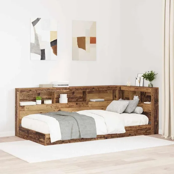 vidaXL Storage Headboard with Shelf with Headboard with Storage Old wood 75 cm Engineered wood