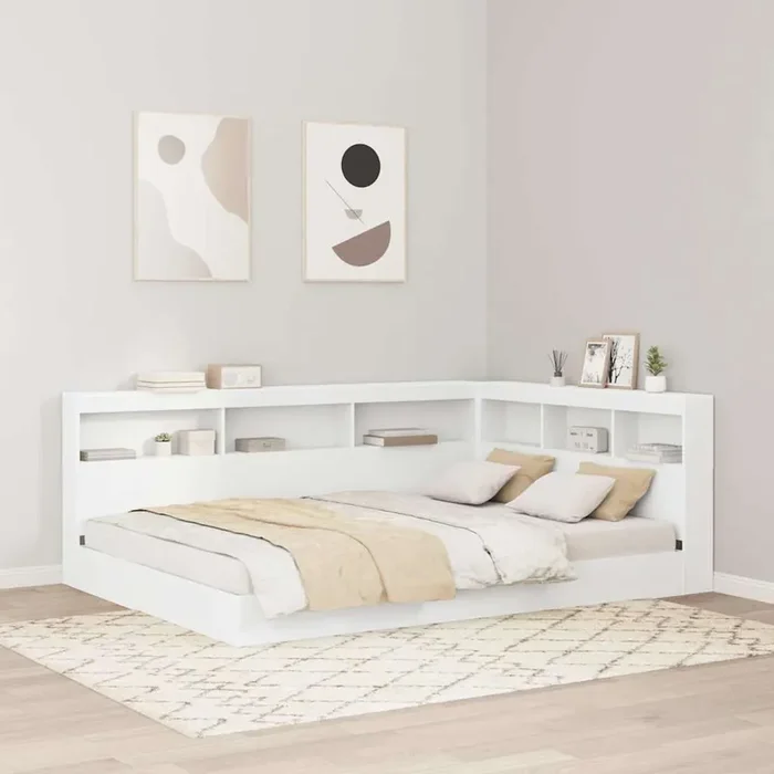 vidaXL Storage Headboard with Shelf with Headboard with Storage White 160 cm Engineered wood