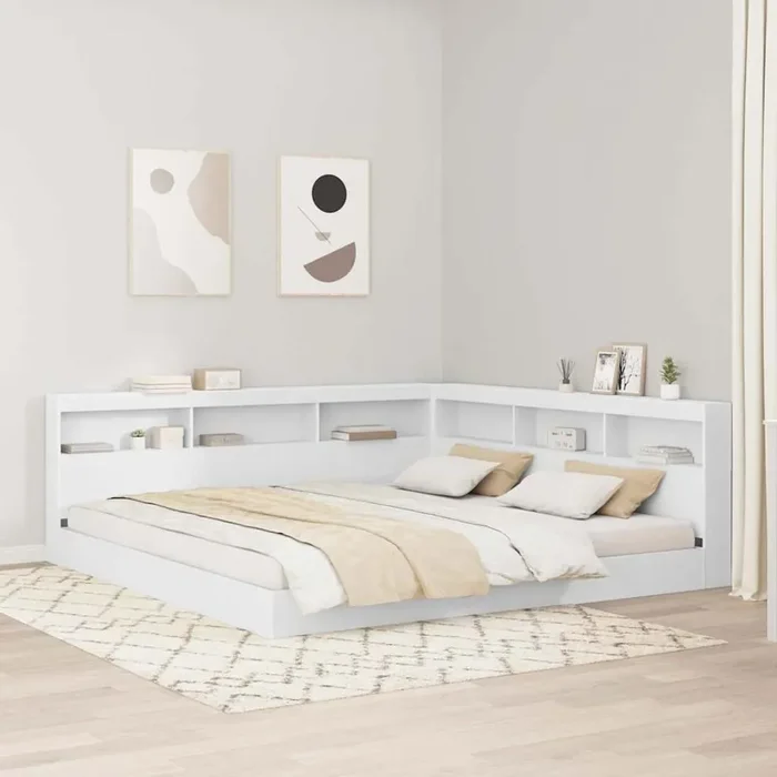 vidaXL Storage Headboard with Shelf with Headboard with Storage White 180 cm Engineered wood