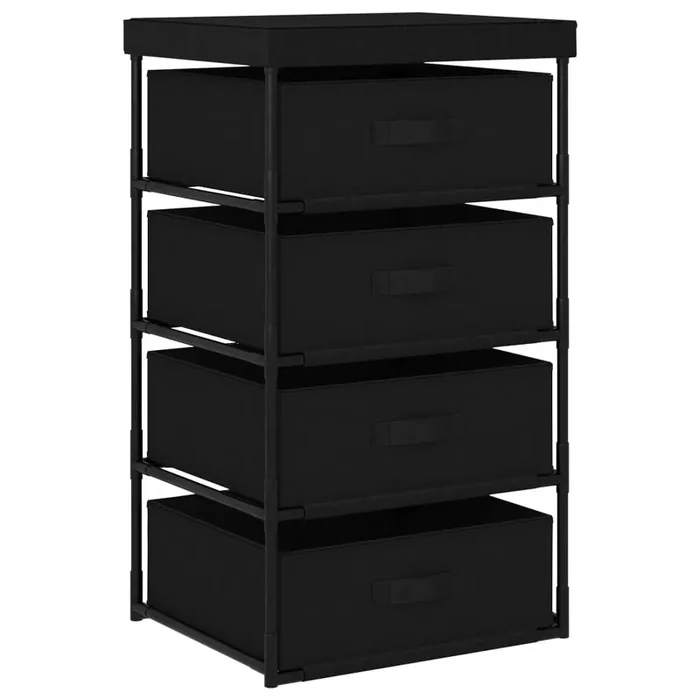vidaXL Storage Rack with 4 Fabric Baskets Steel Black