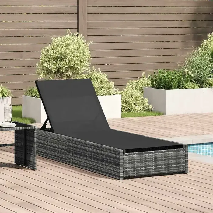 vidaXL Sun Lounger Grey 60x200x27 cm Poly Rattan