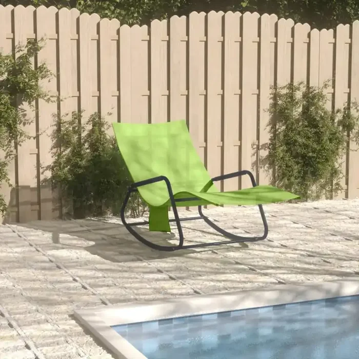vidaXL Sun Lounger Steel and Textilene Green