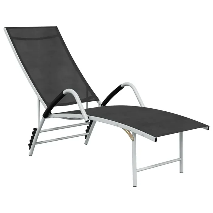 vidaXL Sun Lounger Textilene and Aluminium Black