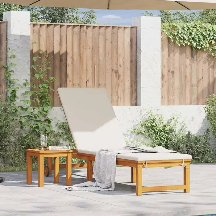 vidaXL Sun Lounger with Table Solid Wood Acacia