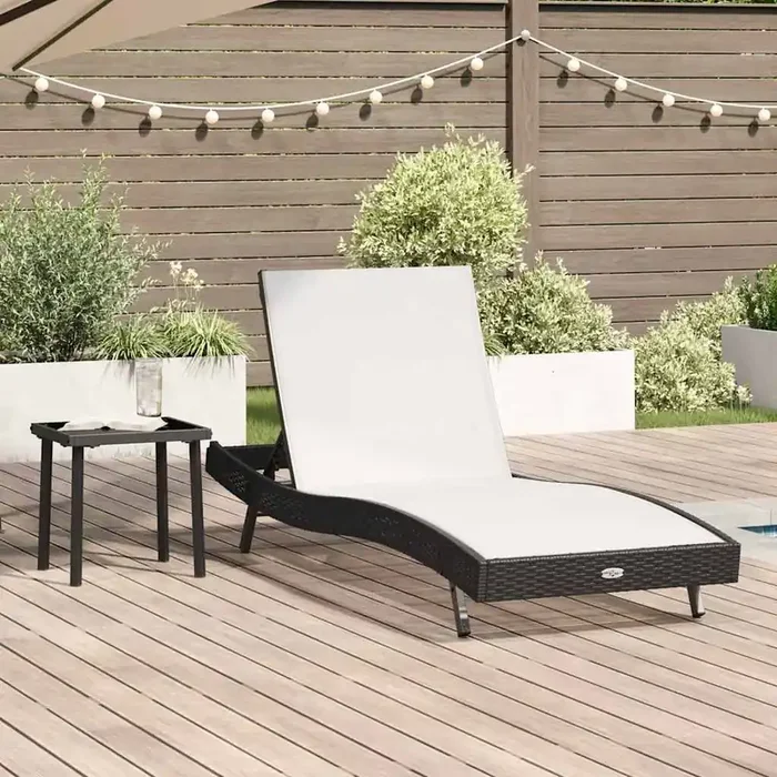 vidaXL Sunlounger 2 pcs Black, White 40 x 40 x 40.5 cm Poly rattan