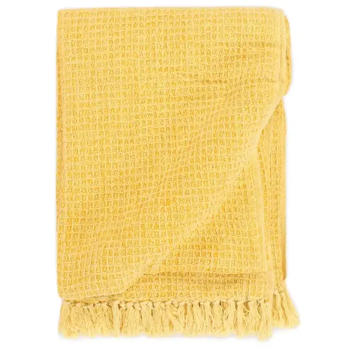 vidaXL Throw Cotton 160×210 cm Mustard Yellow