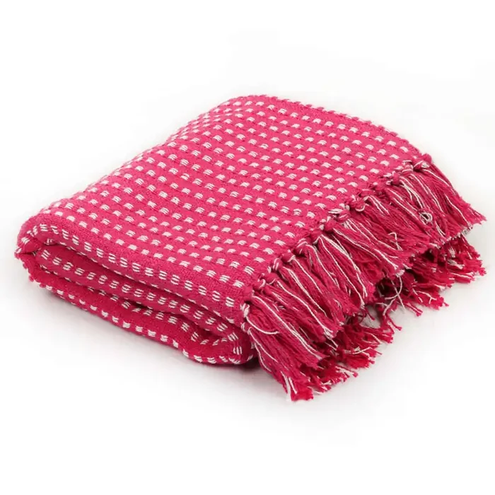 vidaXL Throw Cotton Squares 125×150 cm Pink
