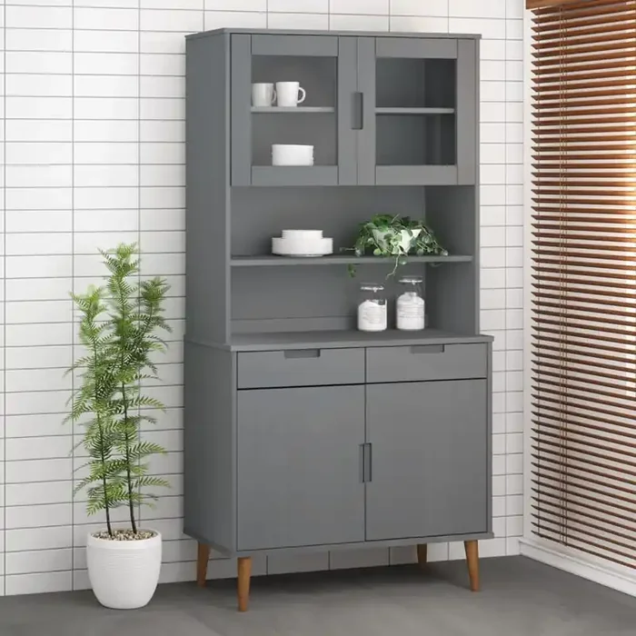 vidaXL Top for Highboard MOLDE Grey 90x35x100 cm Solid Wood Pine