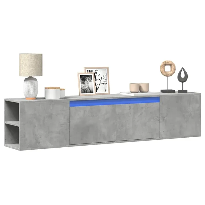 vidaXL TV Wall Cabinet with LED Concrete Grey 180x31x39.5 cm